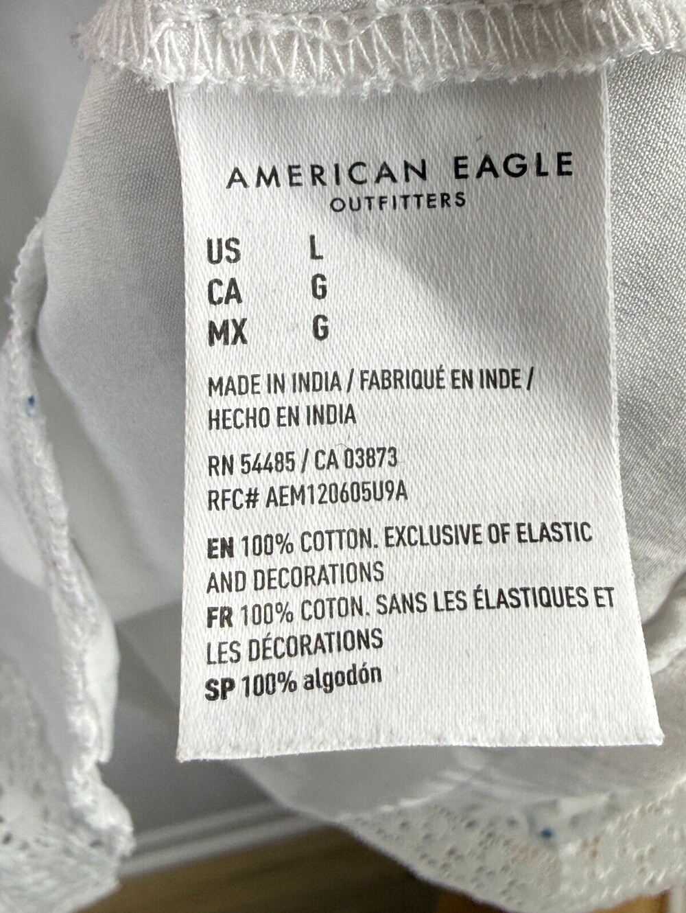 American Eagle Patchwork Blue Cotton Lace Inset Mini Dress - Size - Large - Picture 5 of 8